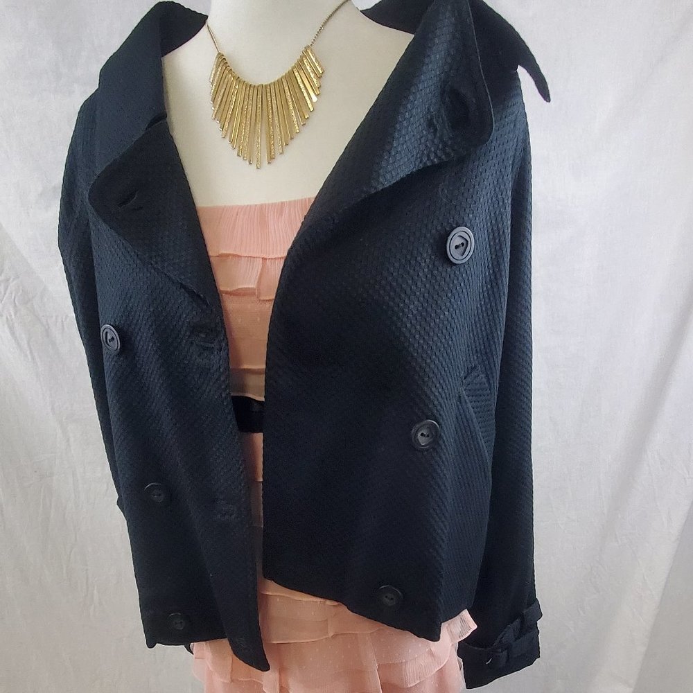 Quinn Designer Double Breasted Cropped Swing Jacket black M